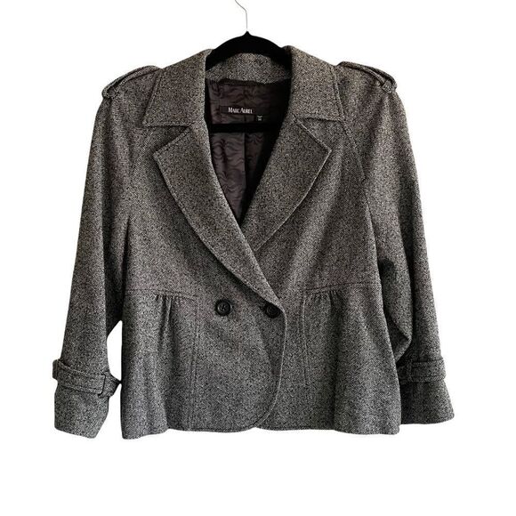 MARC AUREL Wool Blazer Jacket Black White Herringbone 38 - Picture 1 of 8